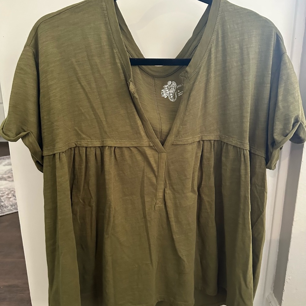 Pilcro Olive Green Blouse EUC worn once. Washed in mild natural soap line dried.
